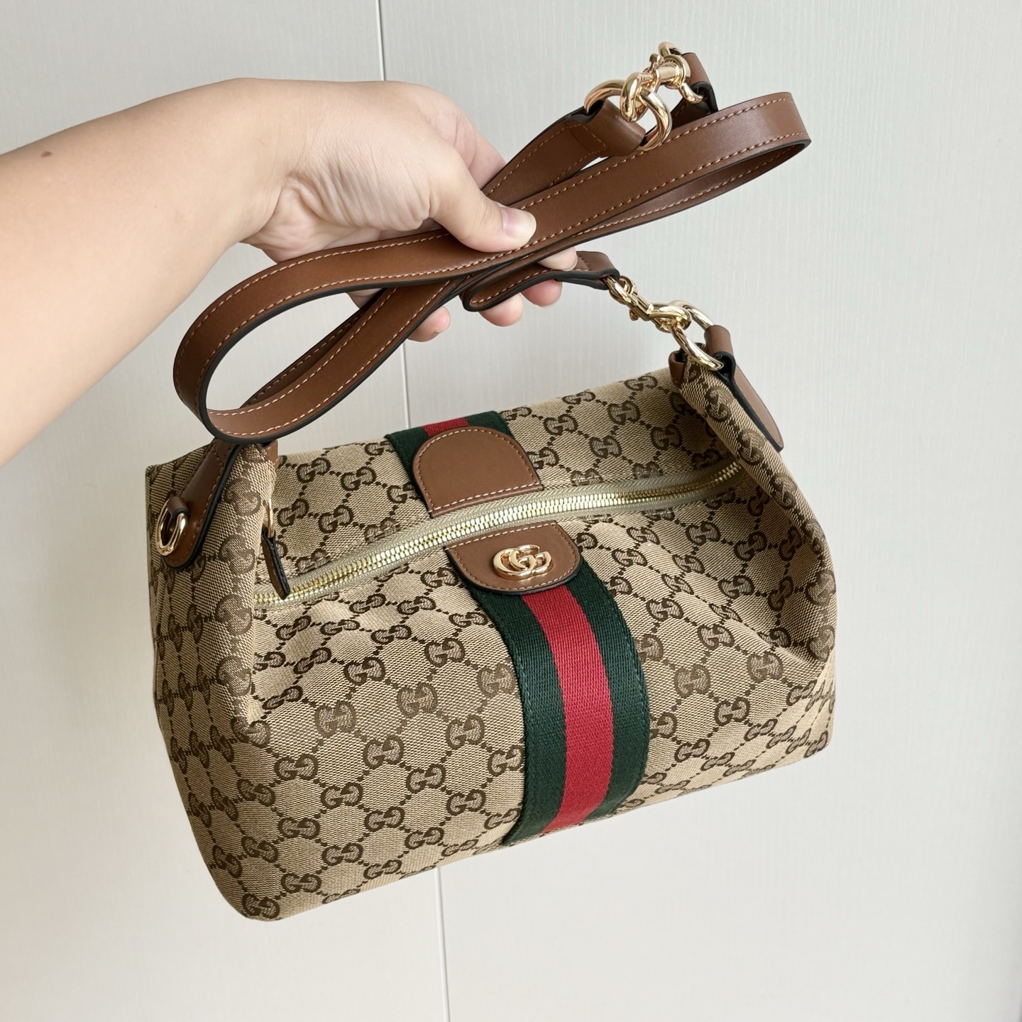Gucci Vanity Medium Top Handle Bag Beige And Brown GG Canvas 27Cm 857799 FAFUF 9870 - Image 4