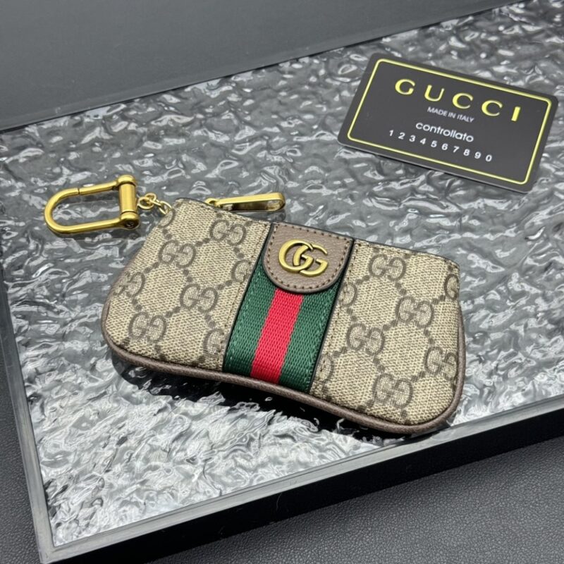 Alternative view of GUCCI GG SUPREME CANVAS WITH WEB STRIPE DETAIL WALLET OPHIDIA KEY CASE BEIGE AND EBONY 12.5CM