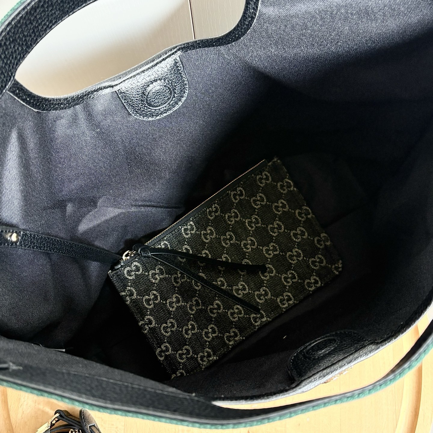 Gucci Giglio Large Tote Bag Black And White GG Denim 39Cm 865452 UN3AG 1099 - Image 7