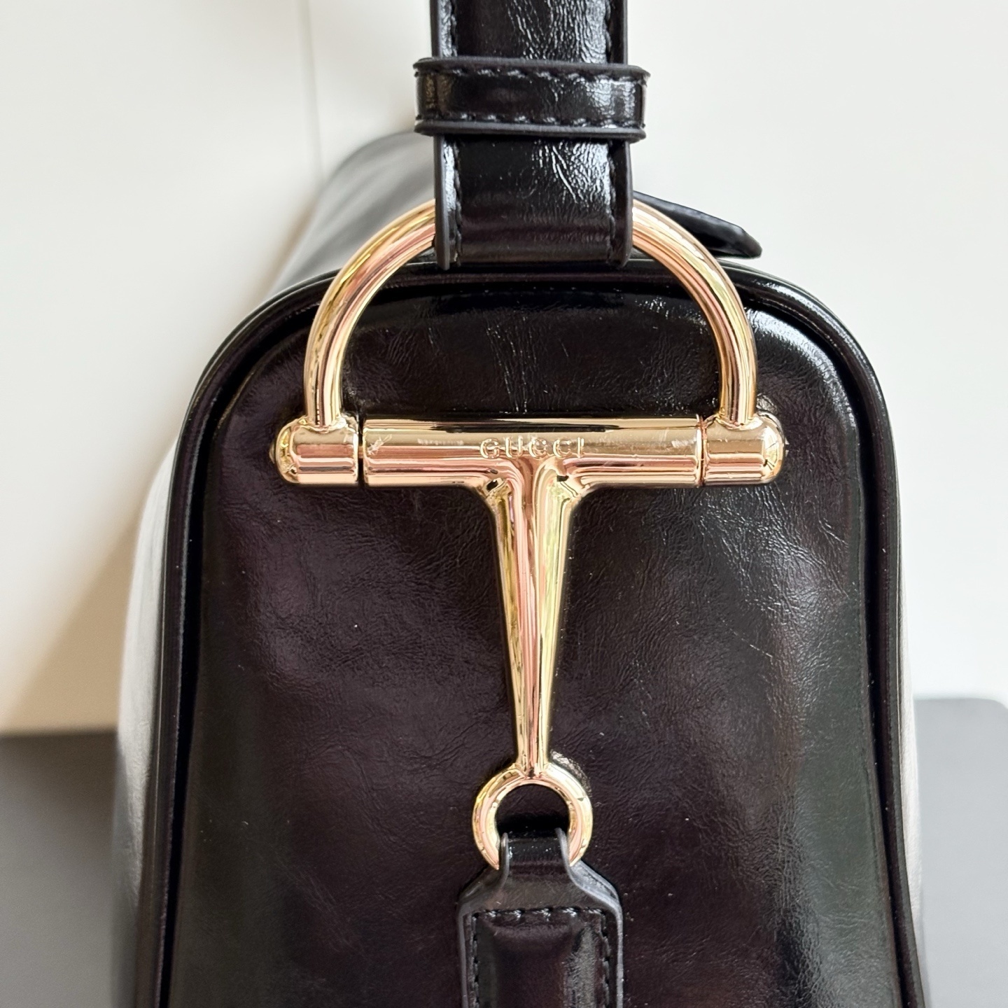 Gucci Half Horsebit Large Shoulder Bag Black Leather 38Cm - Image 6