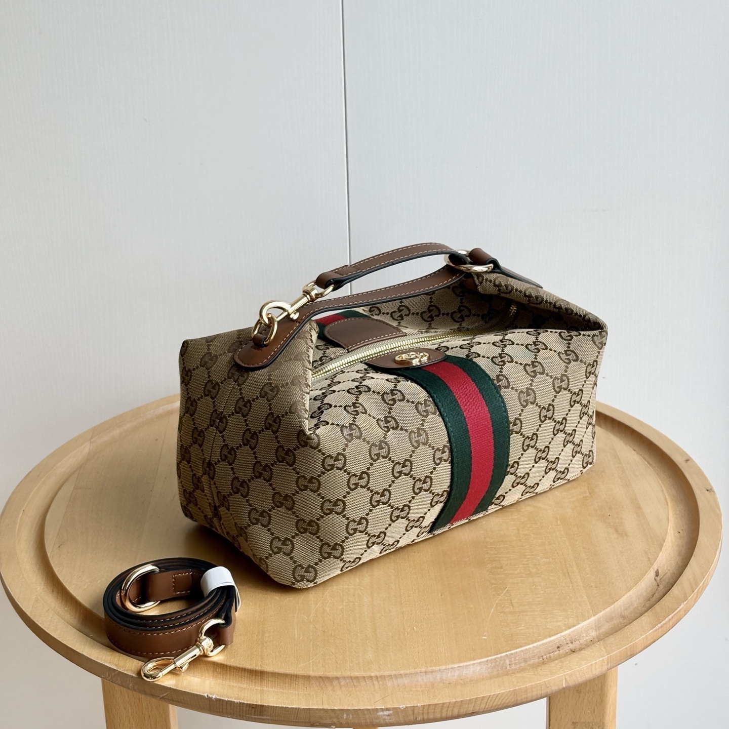 Gucci Vanity Medium Top Handle Bag Beige And Brown GG Canvas 27Cm 857799 FAFUF 9870 - Image 3