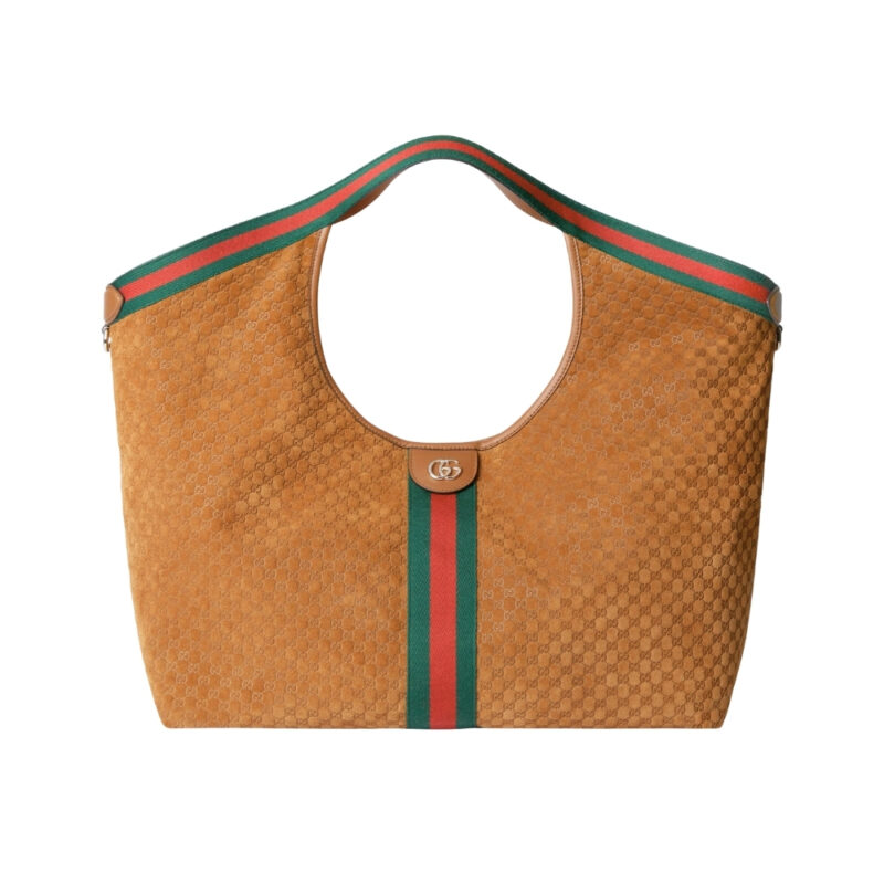 GUCCI GIGLIO LARGE TOTE BAG GG SUEDE BROWN 60CM 853971 CAAB8 2147