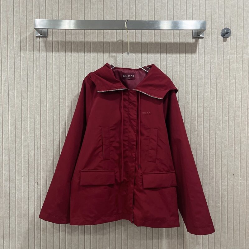 Alternative view of GUCCI HOODED FABRIC JACKET WITH LOGO ROSSO ANCORA RED 823752 ZAR16 6052