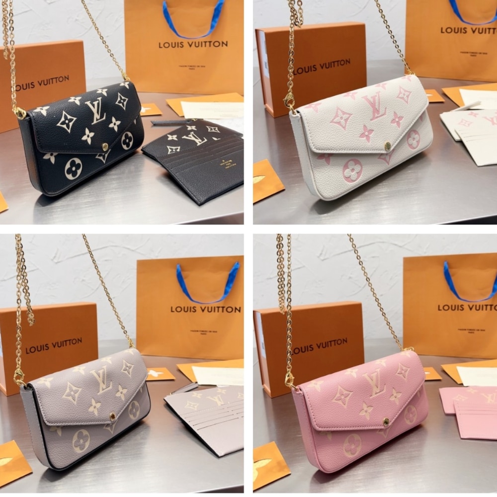 GIFT SET: LOUIS VUITTON FÉLICIE POCHETTE PINK And BLOSSOM DOUBLE STAR NECKLACE - Image 3