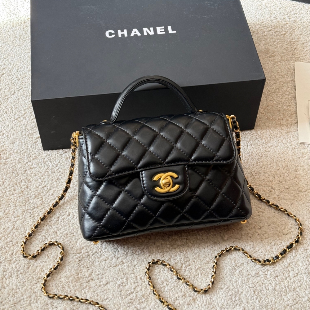 Chanel Mini Flap Top Handle Bag And Gold Metal Black 20Cm AS5355 B19386 94305 - Image 3