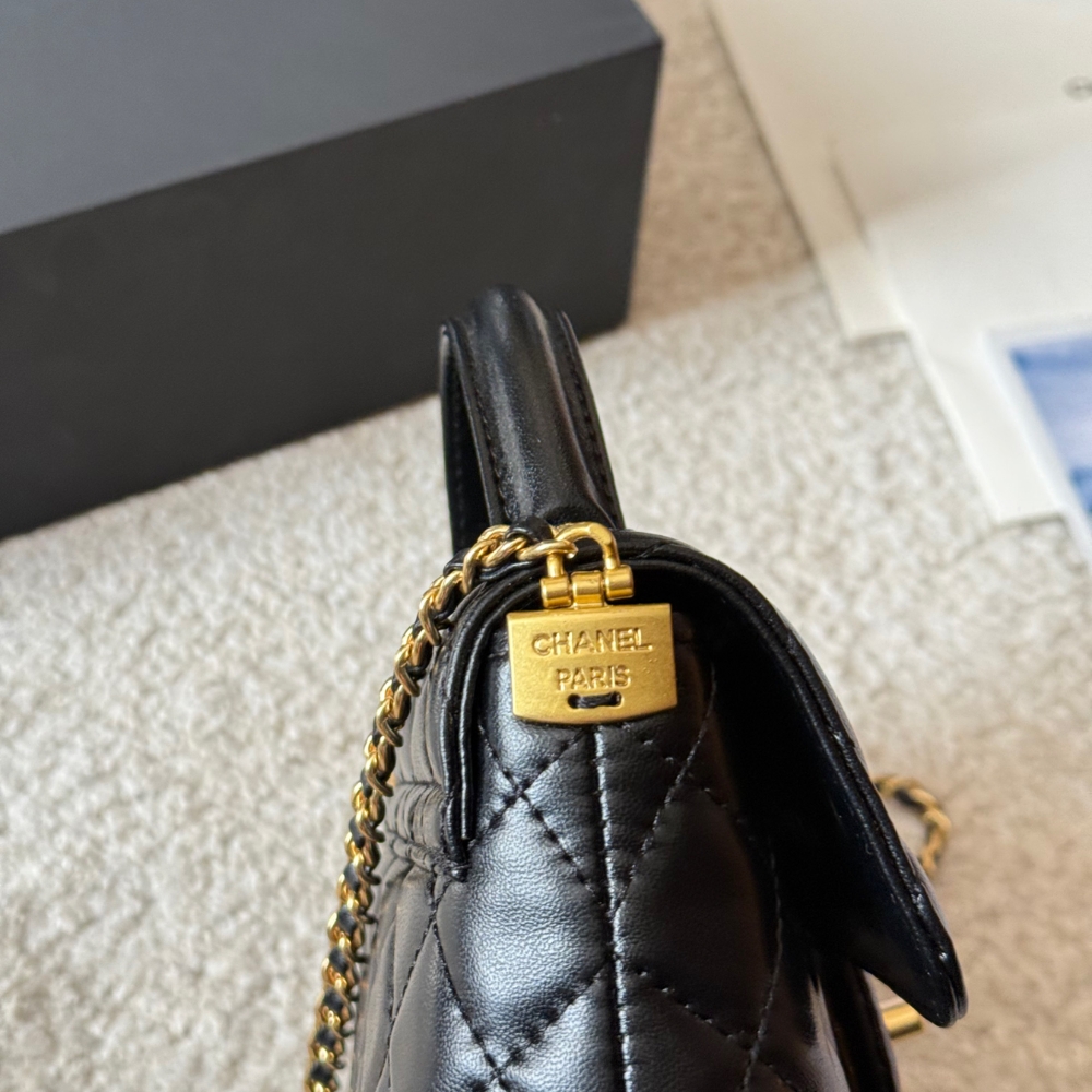 Chanel Mini Flap Top Handle Bag And Gold Metal Black 20Cm AS5355 B19386 94305 - Image 4