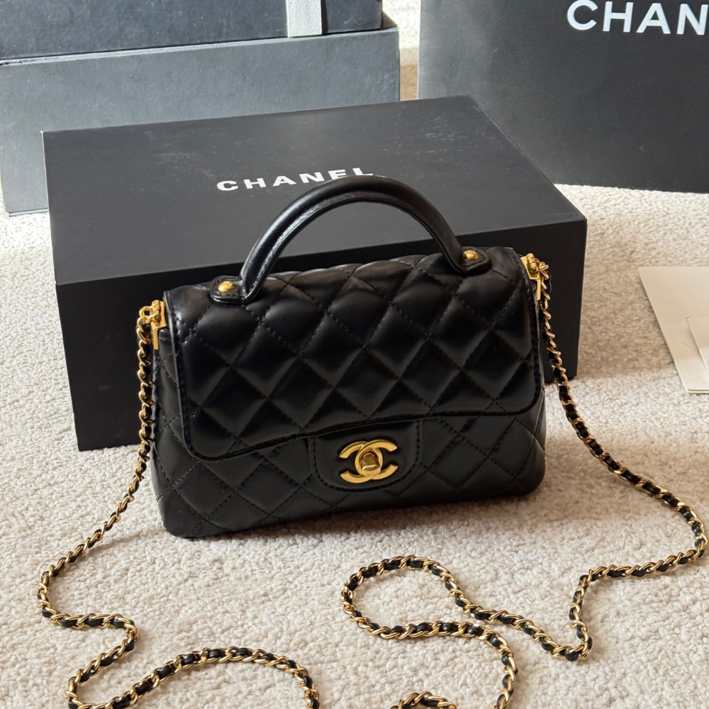 Chanel Mini Flap Top Handle Bag And Gold Metal Black 20Cm AS5355 B19386 94305 - Image 5