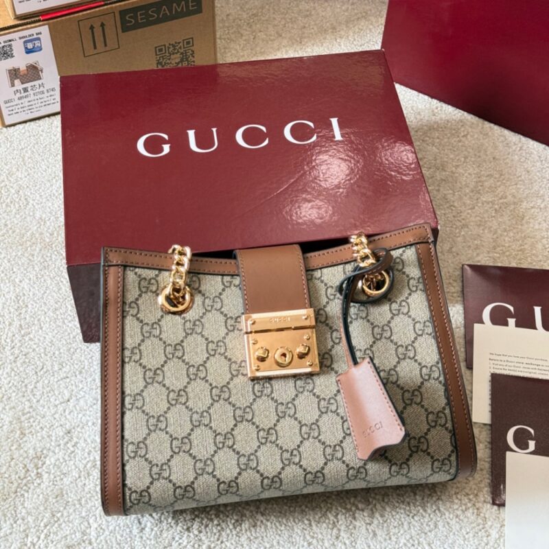 Alternative view of GUCCI PADLOCK SMALL SHOULDER BAG BROWN GG SUPREME 25CM 498156 KHNKG 8534