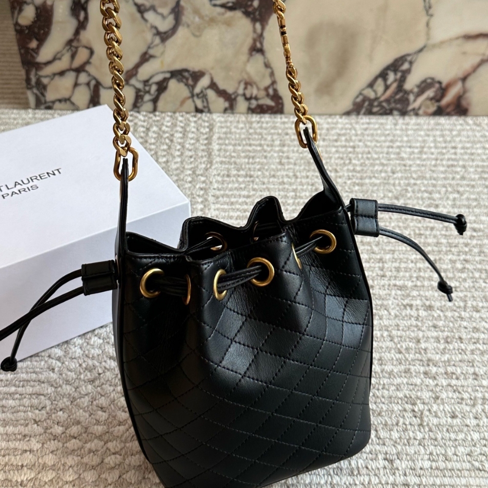 Saint Laurent Small Cassandre Bucket Bag Black 18Cm - Image 3