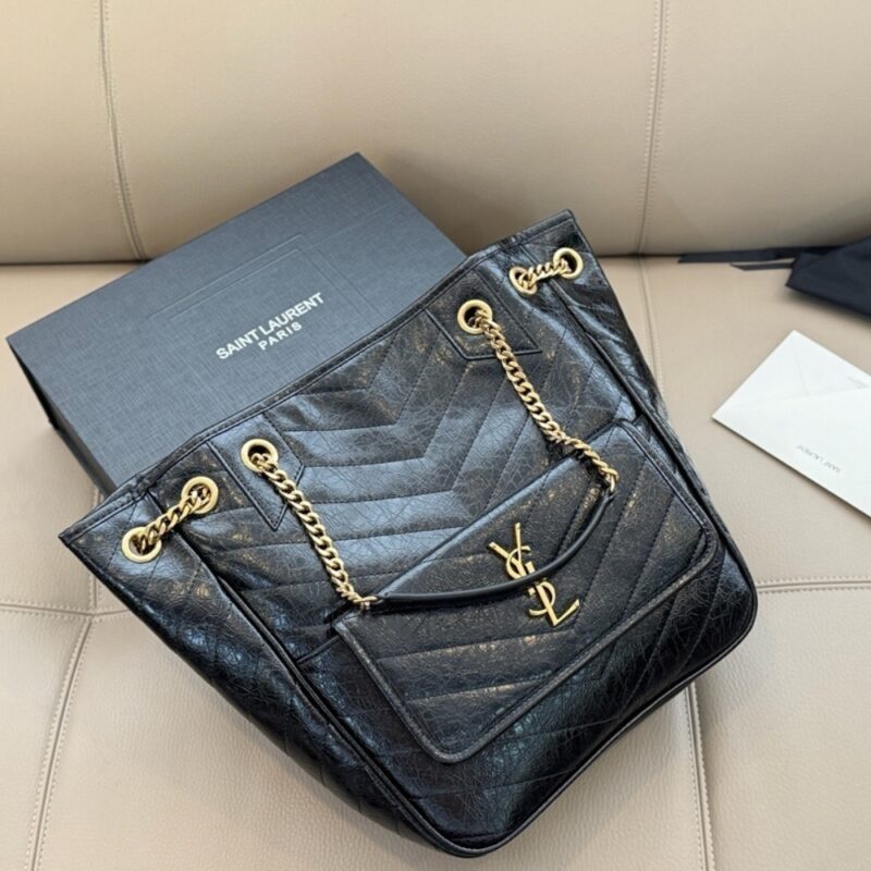 Alternative view of Saint Laurent Niki Small Shopping In Vintage Black Leather 30Cm 8622950EN071000