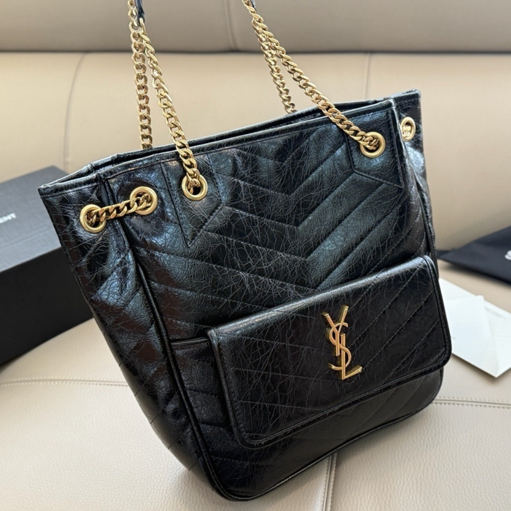 Saint Laurent Niki Small Shopping In Vintage Black Leather 30Cm 8622950EN071000 - Image 3