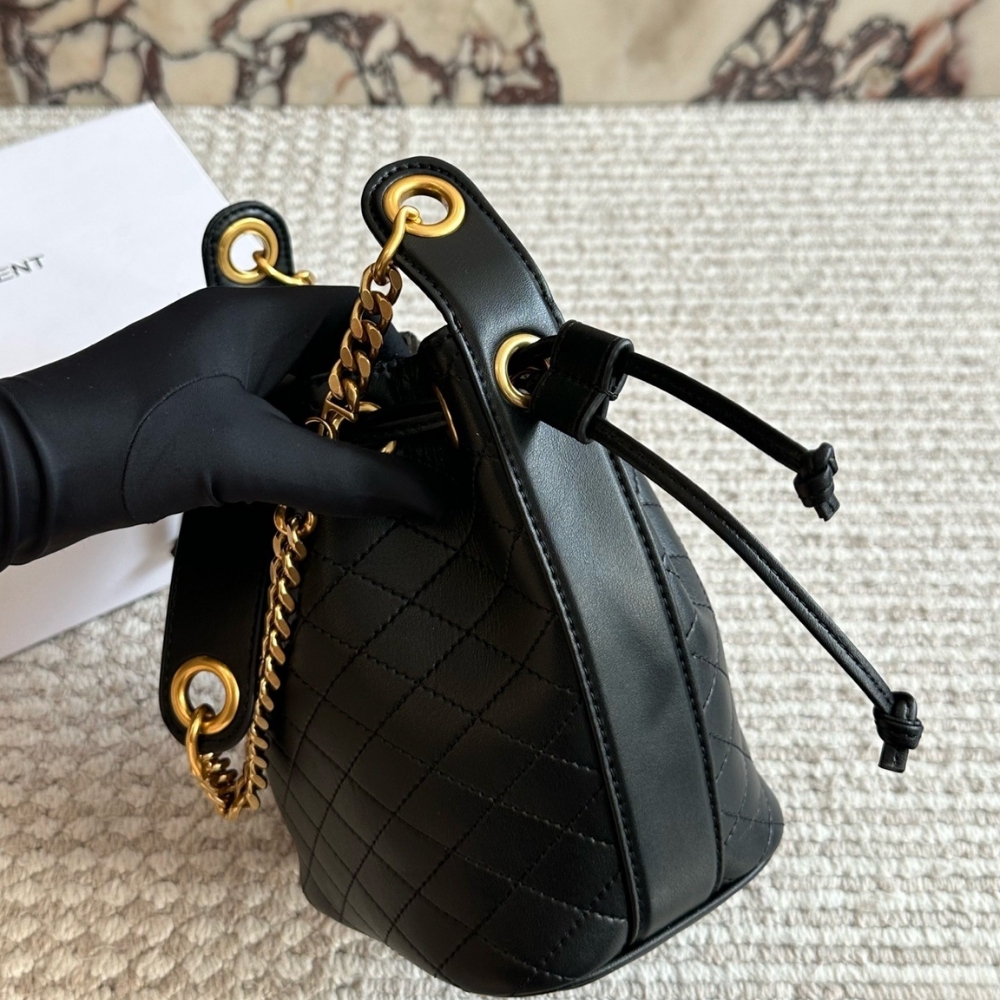 Saint Laurent Small Cassandre Bucket Bag Black 18Cm - Image 7