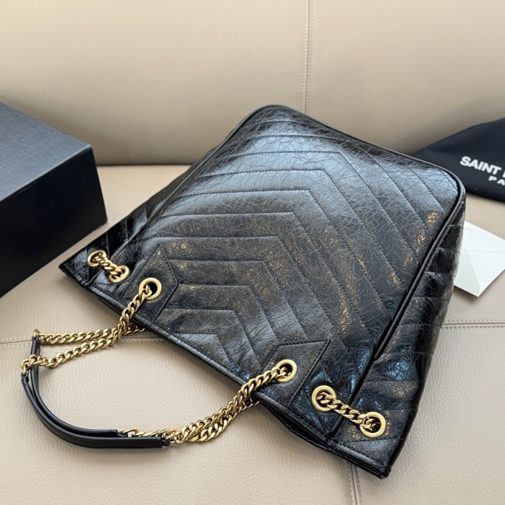 Saint Laurent Niki Small Shopping In Vintage Black Leather 30Cm 8622950EN071000 - Image 5