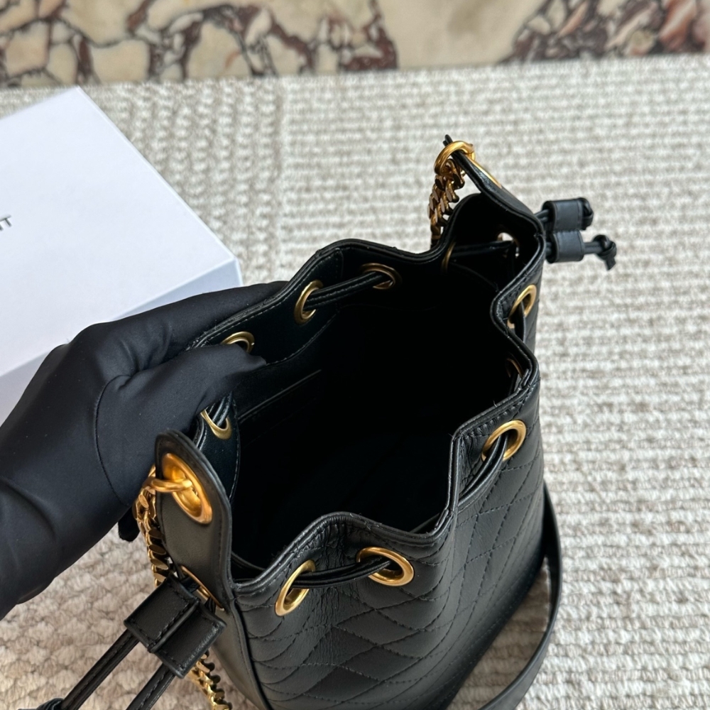 Saint Laurent Small Cassandre Bucket Bag Black 18Cm - Image 9