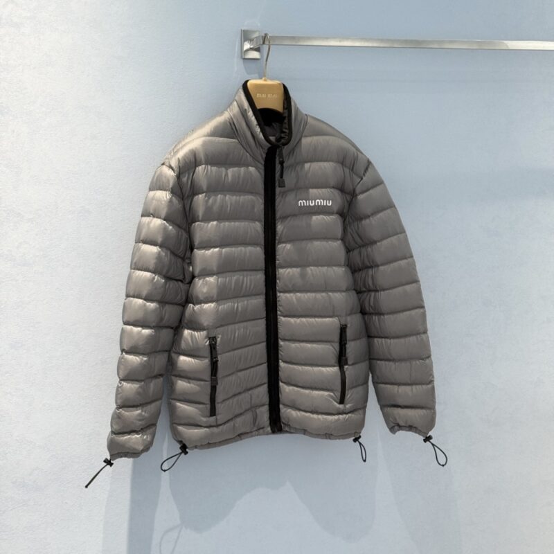 Alternative view of MIUMIU LIGHTWEIGHT PONGÉ DOWN JACKET GRAY ML1347 1754 F0276 S OOO