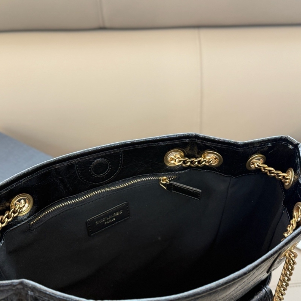 Saint Laurent Niki Small Shopping In Vintage Black Leather 30Cm 8622950EN071000 - Image 9