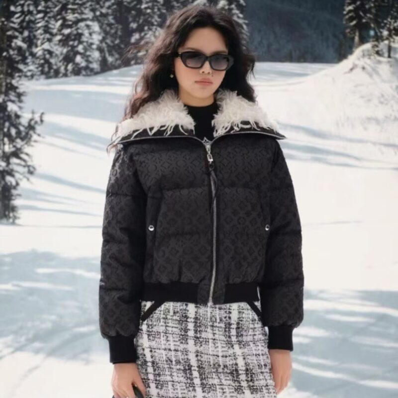 Alternative view of LOUIS VUITTON FEATHER COLLAR PUFFER JACKET BLACK 1AIPHC