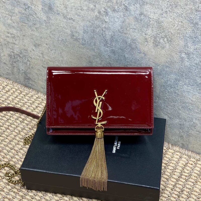 Alternative view of [SUPER VIP 1:1] SAINT LAURENT KATE TASSEL CHAIN WALLET BURGUNDY 19CM 742833BMIIW6413