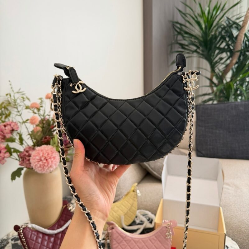 Alternative view of Chanel Hobo Bag Shiny Gold Metal Black 20Cm As3917 B10551 94305