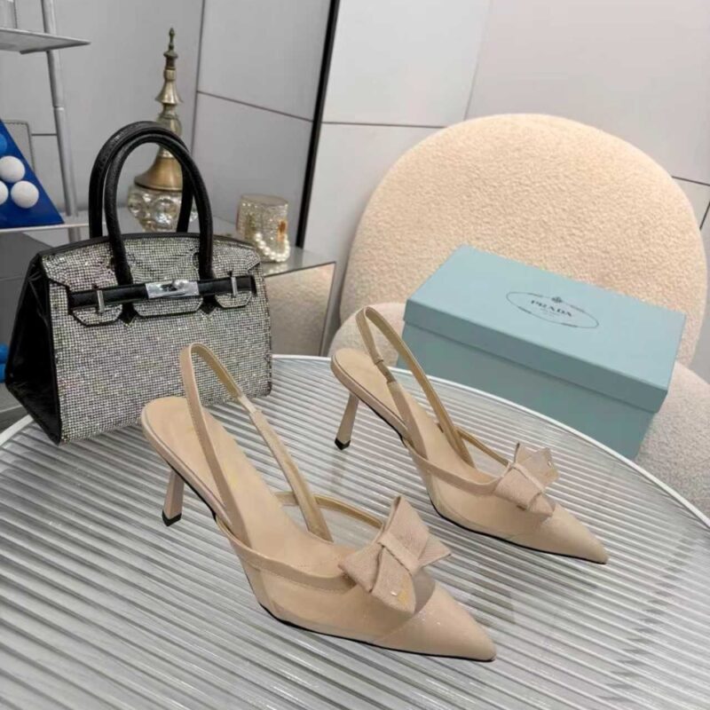 Alternative view of Prada Mesh Fabric Slingback Pumps In Beige