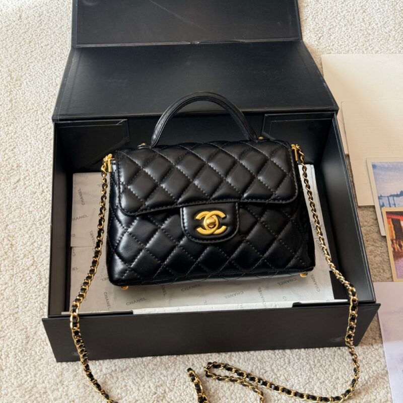 Alternative view of Chanel Mini Flap Top Handle Bag And Gold Metal Black 20Cm AS5355 B19386 94305