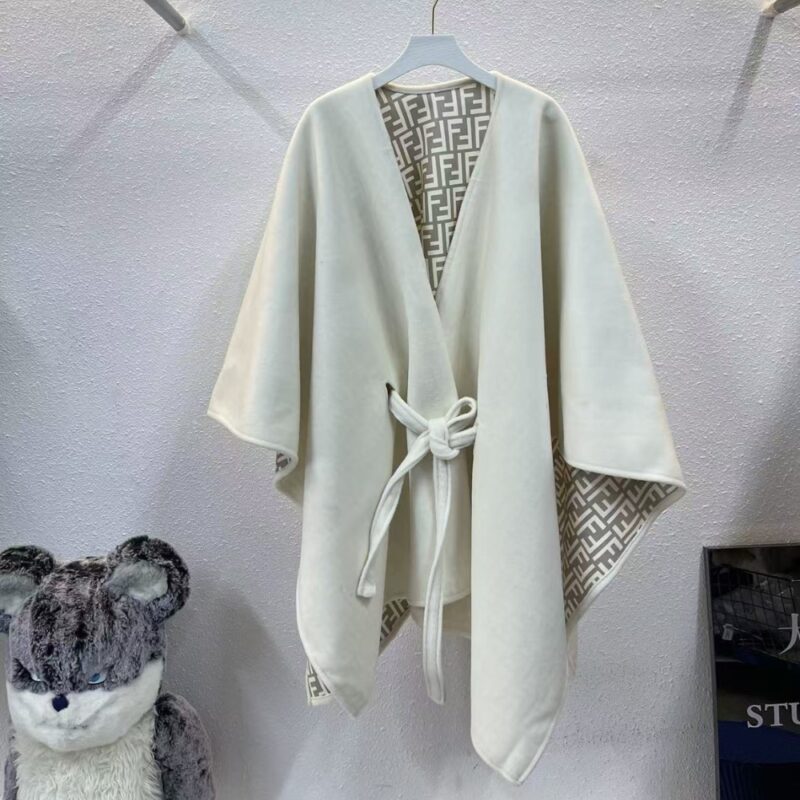 Alternative view of FENDI PONCHO CAMELIA WOOL AND CASHMERE WHITE FXX807AYKSF0NH8