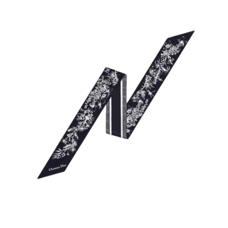 DIOR TOILE DE JOUY FLOWERS MITZAH SCARF BLACK
