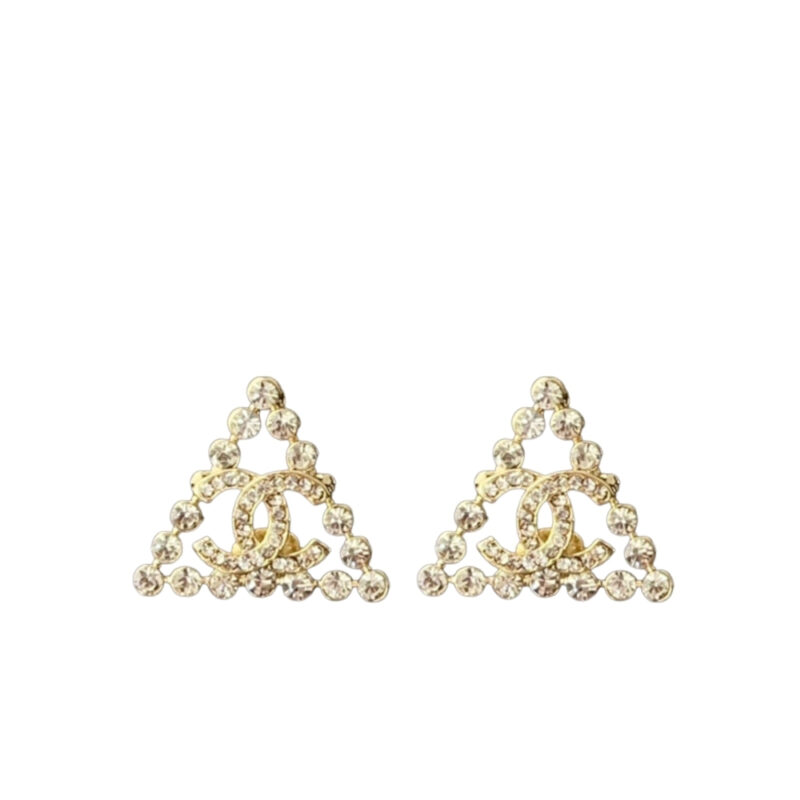 CHANEL CC LOGO WITH TRIANGULAR GEMSTONES GOLD AB2468 B010203 NK635