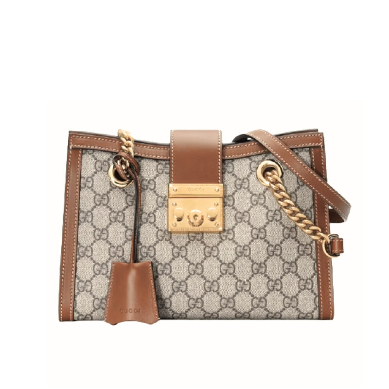 GUCCI PADLOCK SMALL SHOULDER BAG BROWN GG SUPREME 25CM 498156 KHNKG 8534