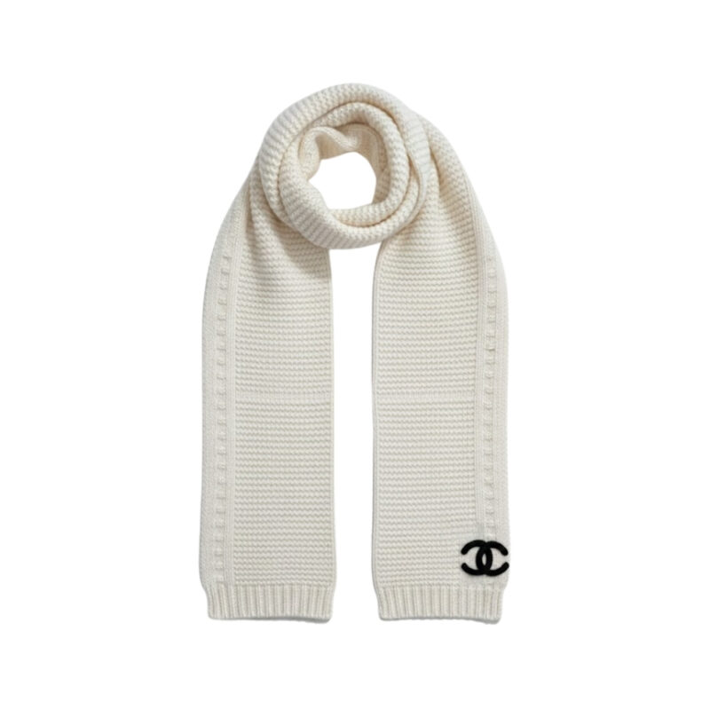 Chanel Cashmere Knit Scarve White