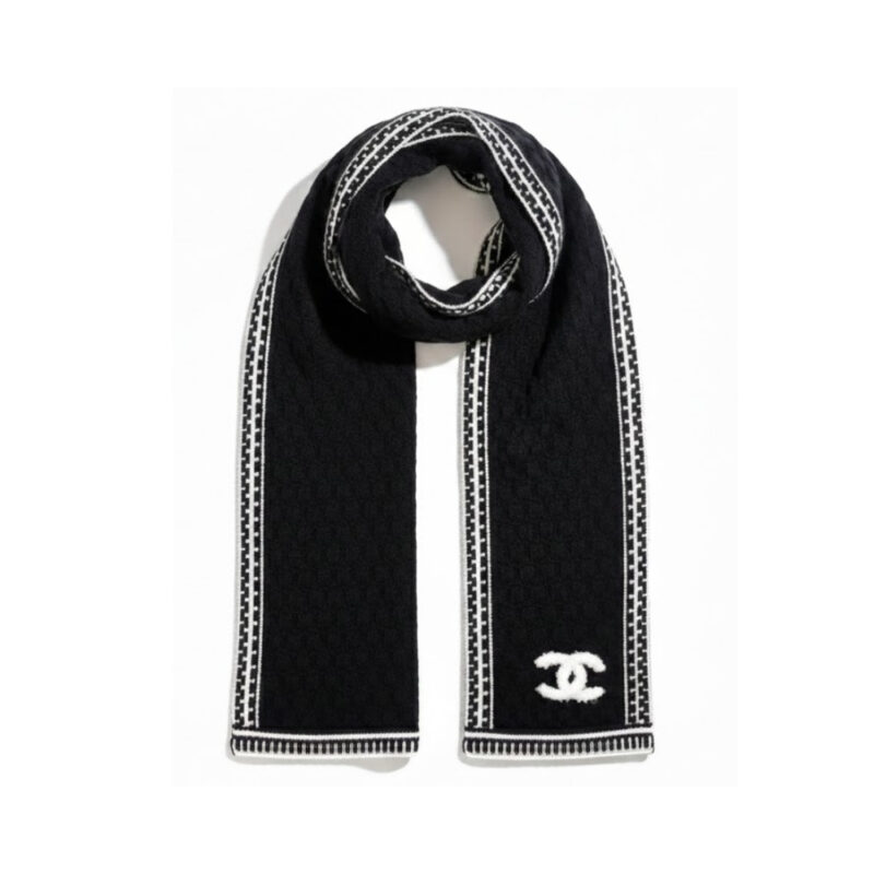 Chanel Muffler Cashmere In Black