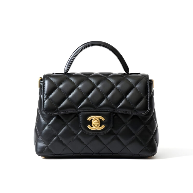 Chanel Mini Flap Top Handle Bag And Gold Metal Black 20Cm AS5355 B19386 94305