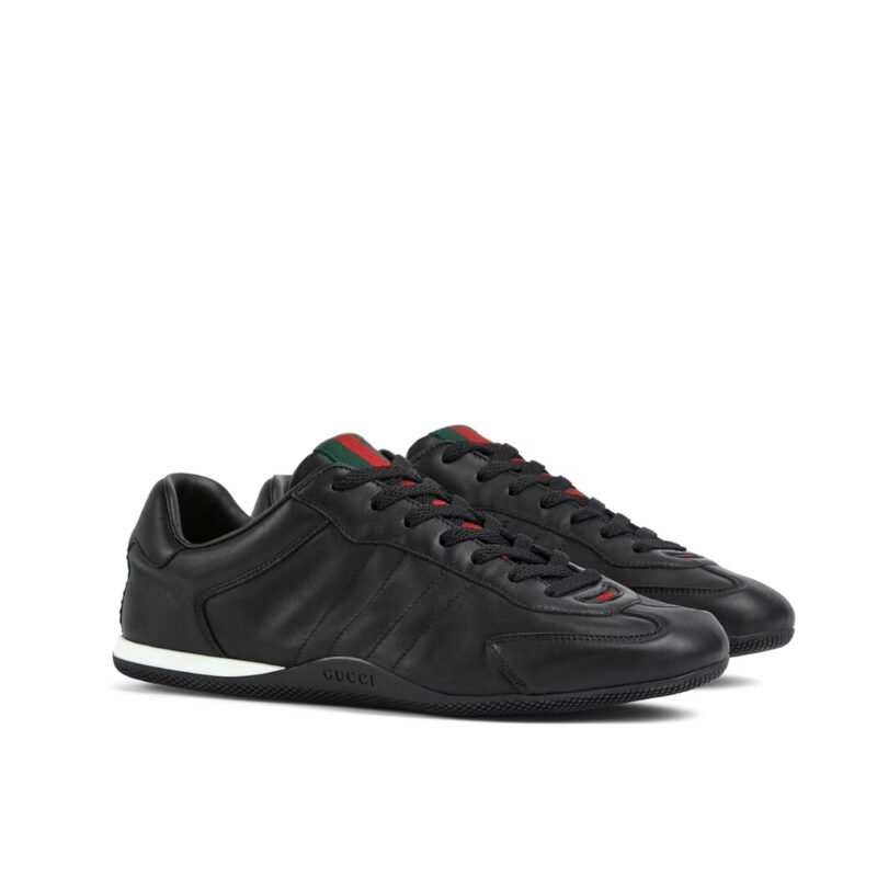 GUCCI MEN SHIFT TRAINERS ALL BLACK LEATHER 857018 AAFUH 1086