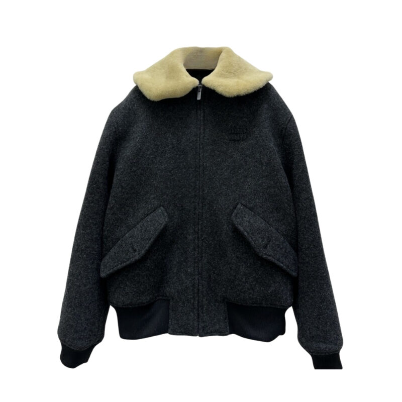 Miumiu Shetland Wool Blouson Jacket Anthracite Gray Ml1363 1799 F0308 S Ooo