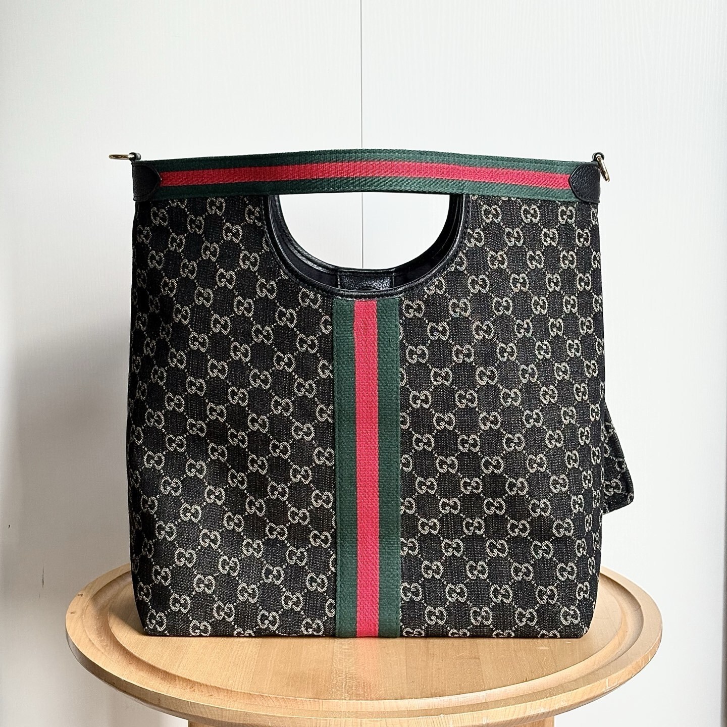 Gucci Giglio Large Tote Bag Black And White GG Denim 39Cm 865452 UN3AG 1099 - Image 6