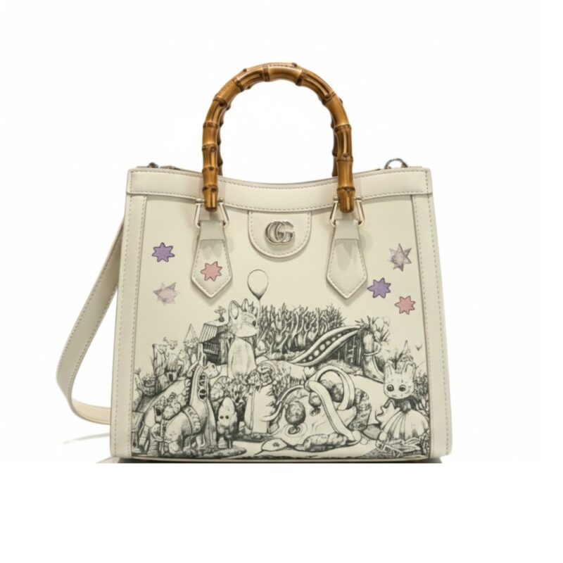 Gucci Yuko Higuchi Diana Medium Tote Bag White 27Cm 853226 Aageu 1709