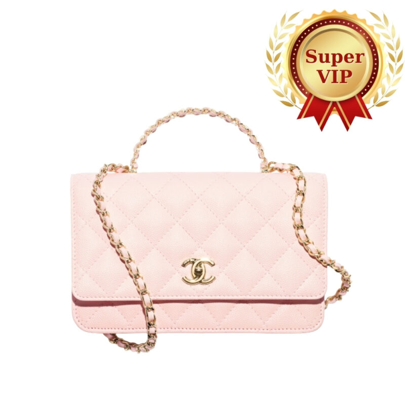 [SUPER VIP 1:1] CHANEL WALLET ON CHAIN LIGHT PINK WITH GOLD TONE METAL 18CM AP4938 B22654 NH620