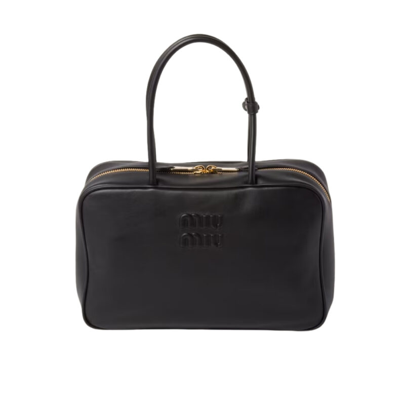 Miumiu Beau Leather Bag Black 34Cm 5BB117 2CRW F0002 V MON
