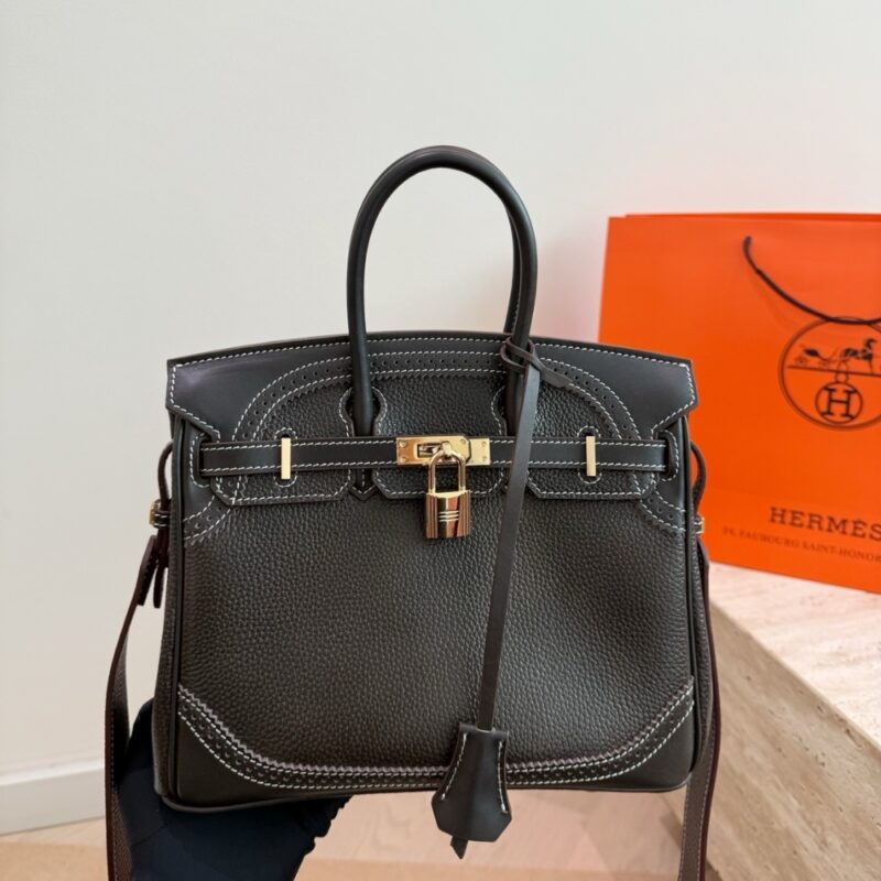 Alternative view of Hermès Birkin 25 Gold Hardware Pebbled Leather Black 25Cm