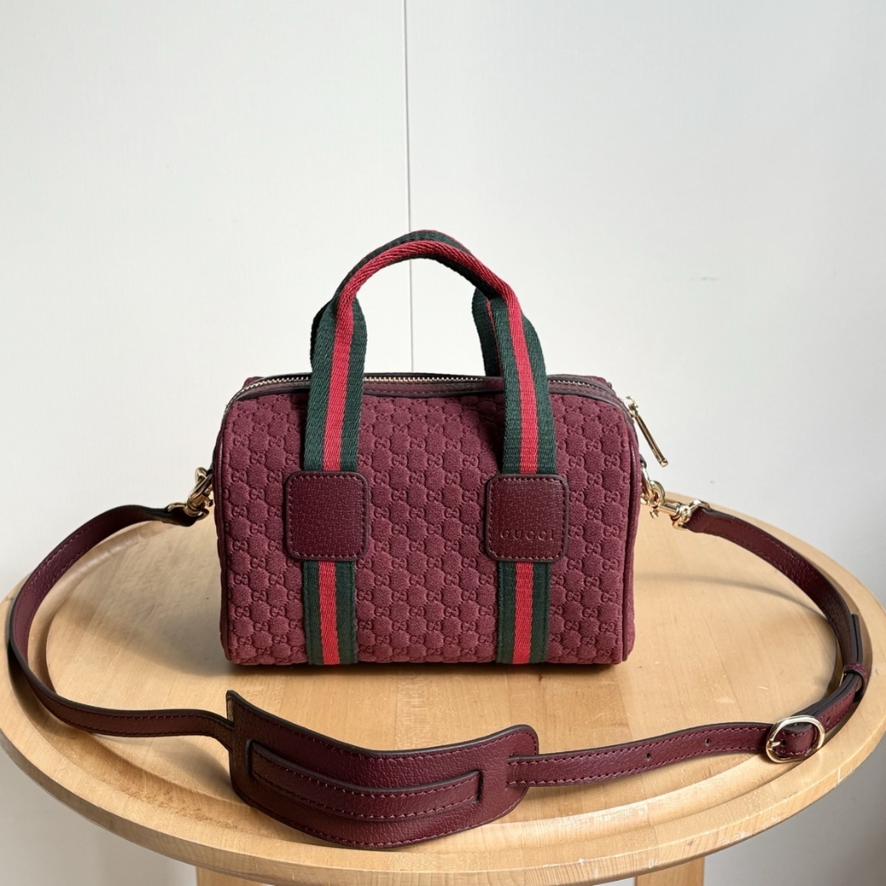 Gucci Mini GG Handbag GG Canvas Dark Red 20Cm - Image 4