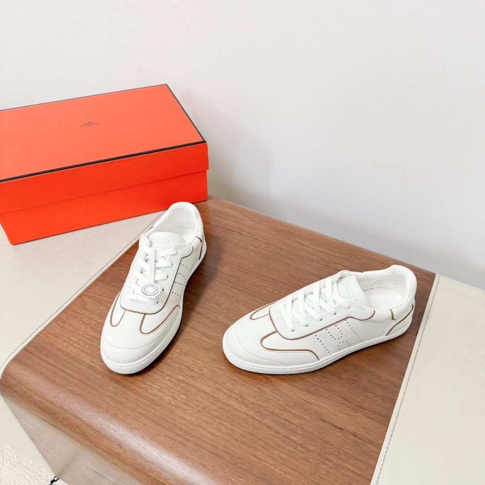 Hermes Match Sneaker Blanc And Naturel H261000Z 91360 - Image 5
