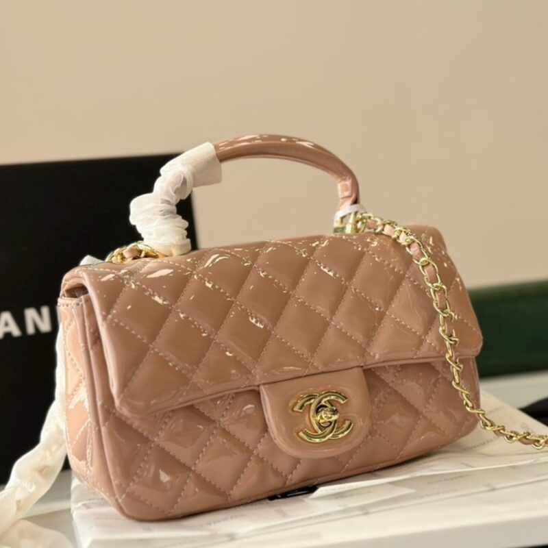 Alternative view of Chanel Mini Classic Bag With Top Handle Dark Beige 20Cm AS2431 B18237 NZW53