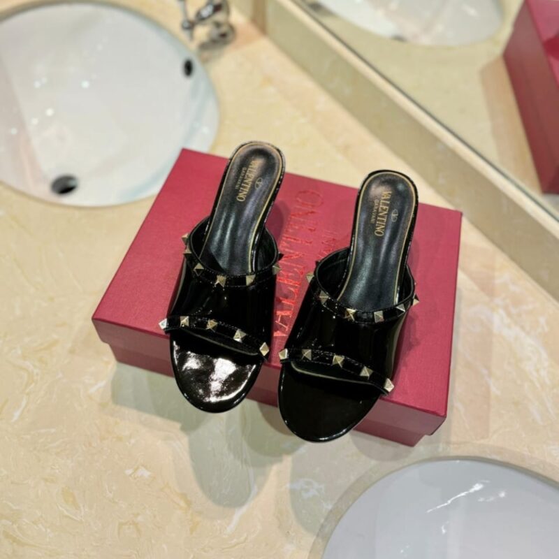 Alternative view of Valentino Garavani Rockstud Skin Heeled Sandals Black