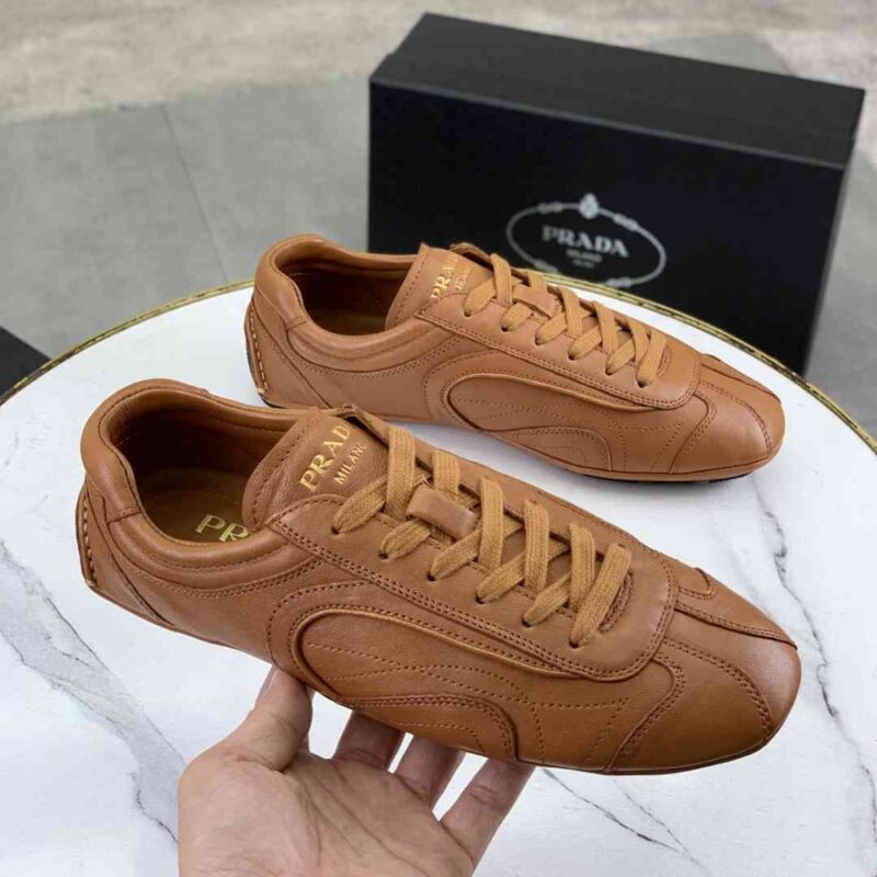 Alternative view of Prada Montecarlo Re Edition 2005 Antiqued Nappa Leather Sneakers Caramel 4E1165 EFX F098L F G000