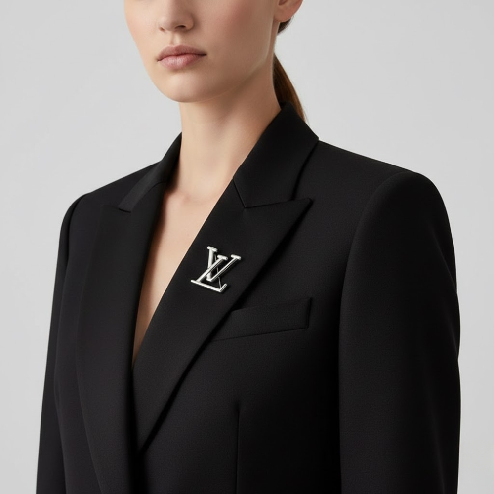 Louis Vuitton LV Logo Brooch Silver - Image 5