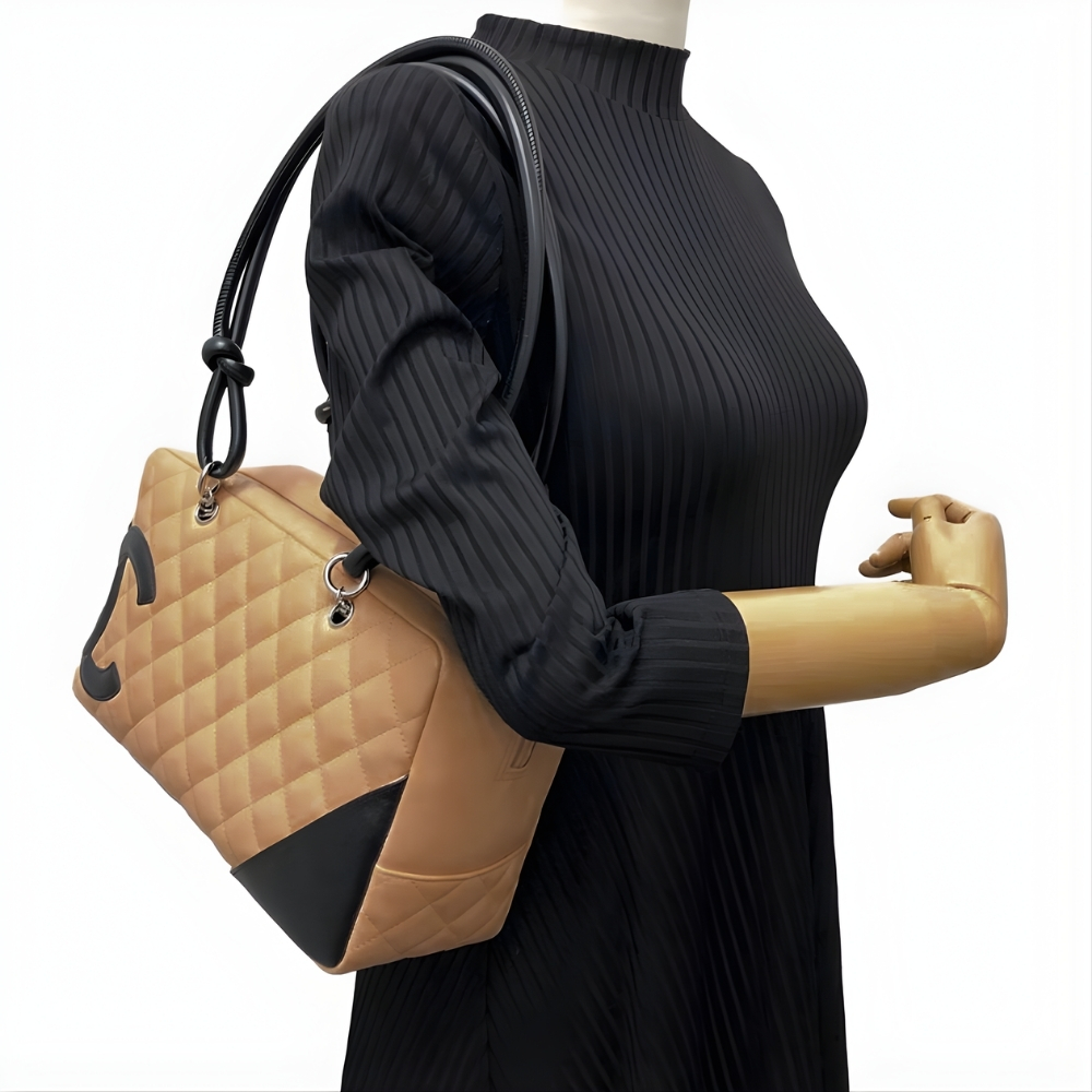 Chanel Cambon Ligne Bowling Shoulder Bag Beige 27Cm - Image 7