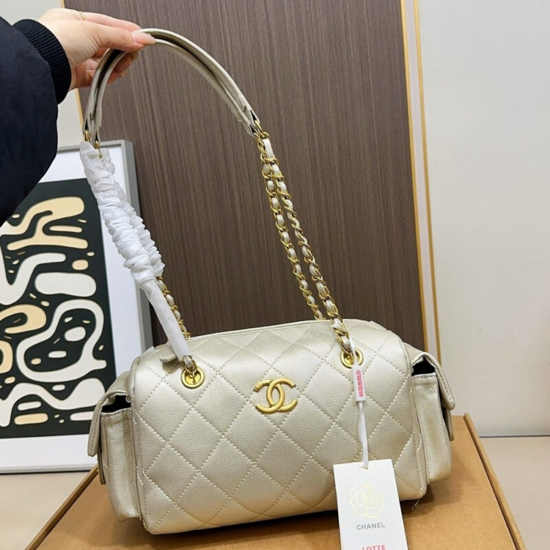 Alternative view of Chanel Small Bowling Bag Light Beige 25Cm