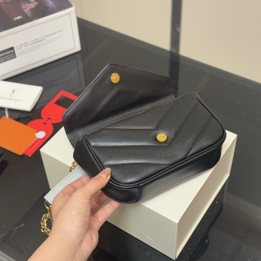 Saint Laurent Loulou Mini In Matelassé Black 20Cm - Image 7