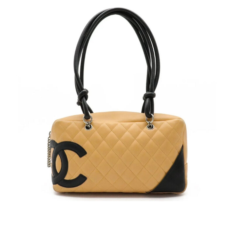 Chanel Cambon Ligne Bowling Shoulder Bag Beige 27Cm