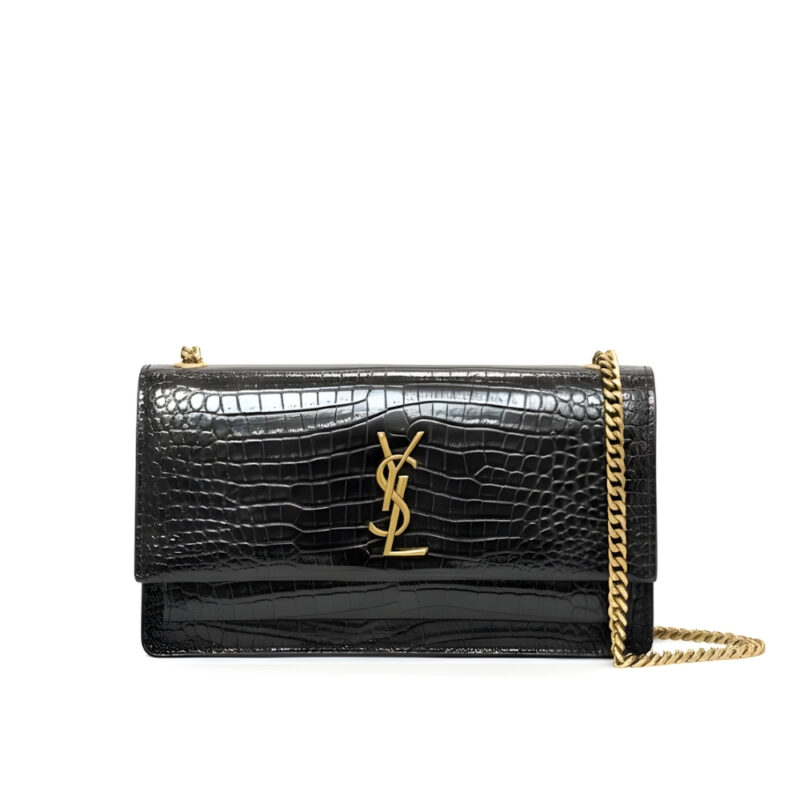Saint Laurent Sunset Embossed Clutch Black 22Cm